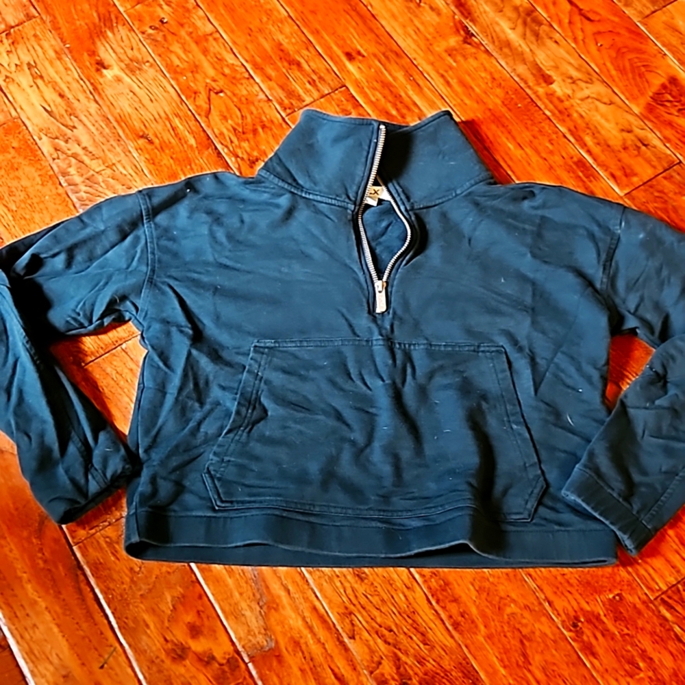 Teal cropped 1/4 zip pullover